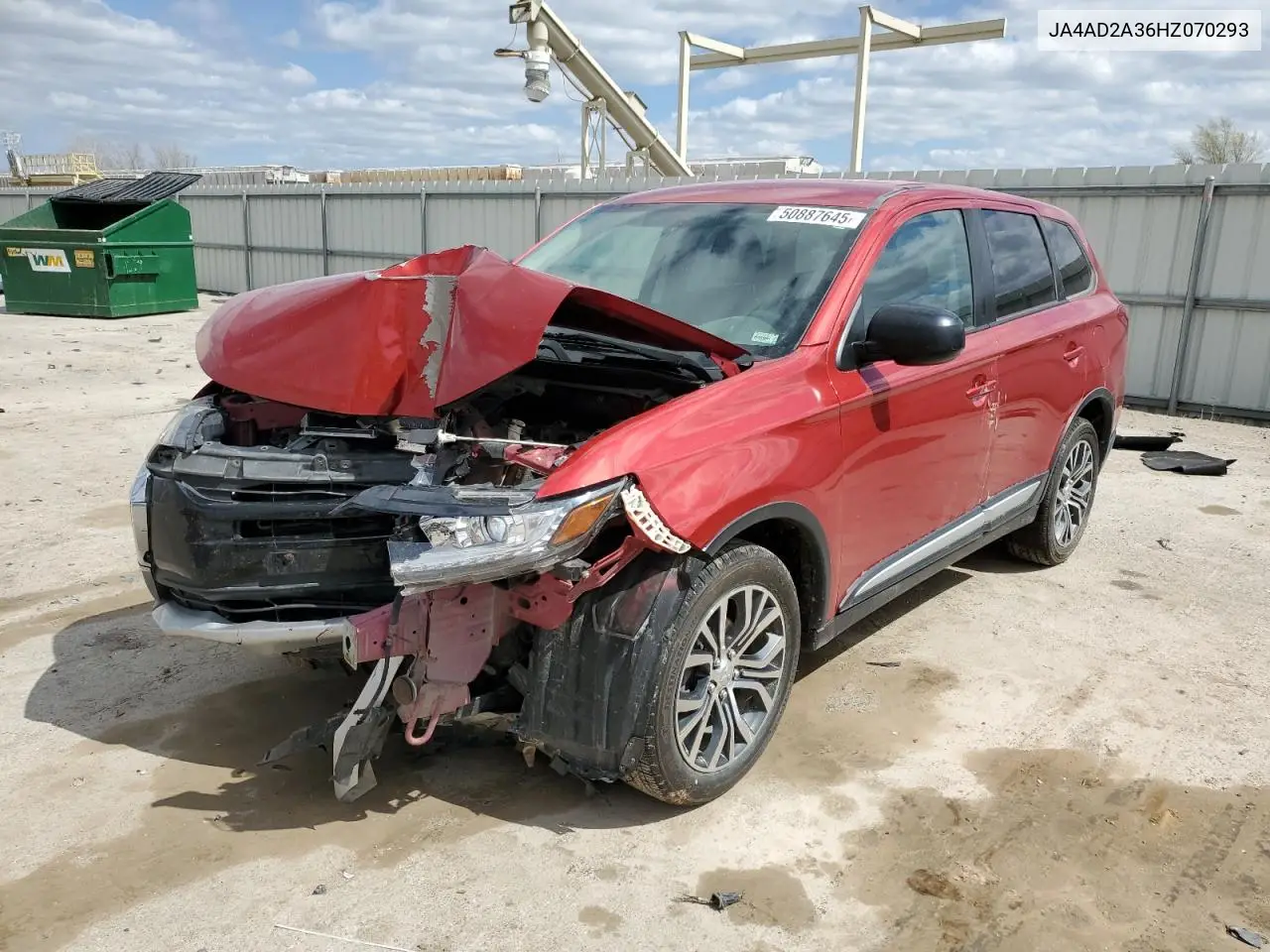 2017 Mitsubishi Outlander Es VIN: JA4AD2A36HZ070293 Lot: 50887645