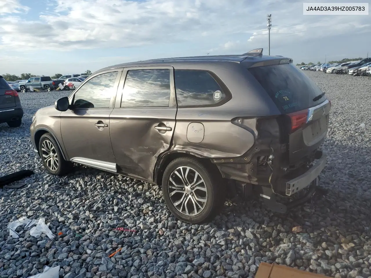 2017 Mitsubishi Outlander Se VIN: JA4AD3A39HZ005783 Lot: 62524685
