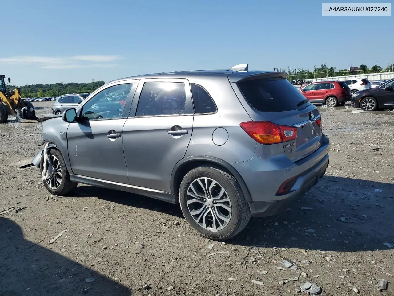 2019 Mitsubishi Outlander Sport Es VIN: JA4AR3AU6KU027240 Lot: 58240765