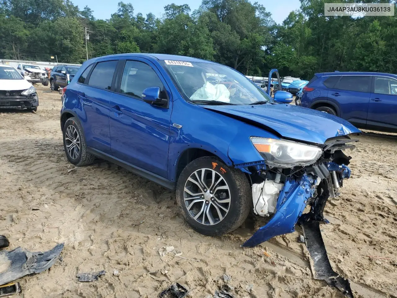 2019 Mitsubishi Outlander Sport Es VIN: JA4AP3AU8KU036138 Lot: 64318755