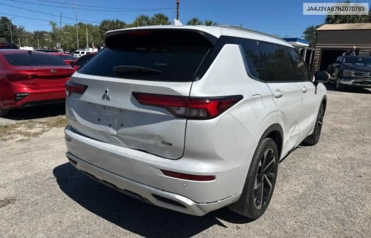 2022 Mitsubishi Outlander Sel VIN: JA4J3VA87NZ070783 Lot: 57290945