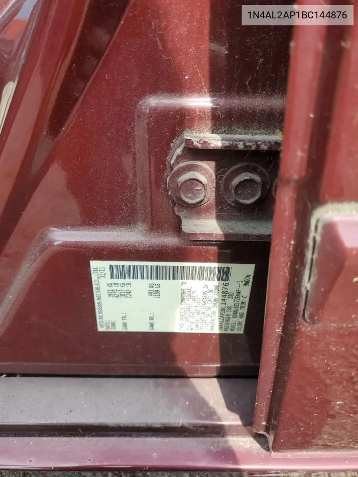 2011 Nissan Altima Base VIN: 1N4AL2AP1BC144876 Lot: 62765465