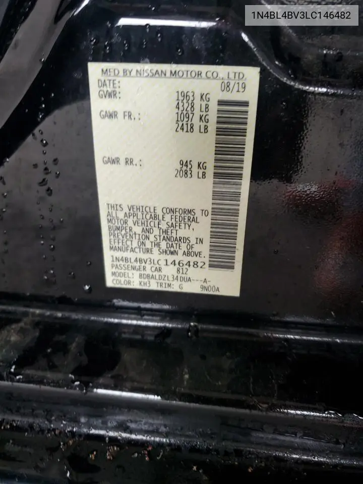 2020 Nissan Altima S VIN: 1N4BL4BV3LC146482 Lot: 56367335