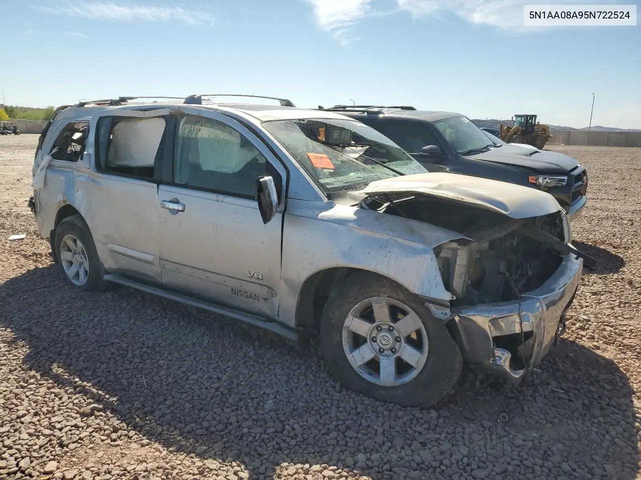 2005 Nissan Armada Se VIN: 5N1AA08A95N722524 Lot: 50602295