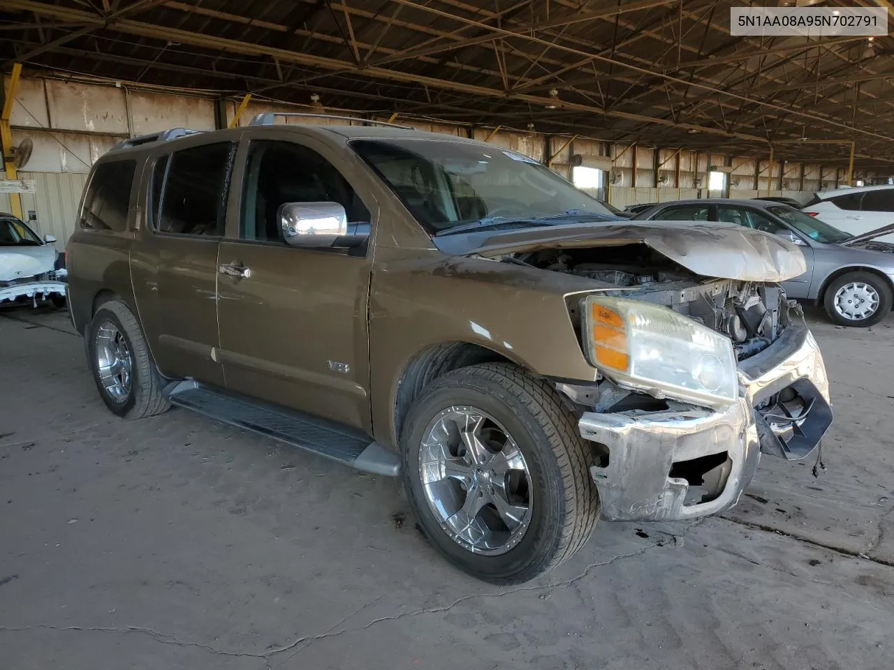 2005 Nissan Armada Se VIN: 5N1AA08A95N702791 Lot: 87294824