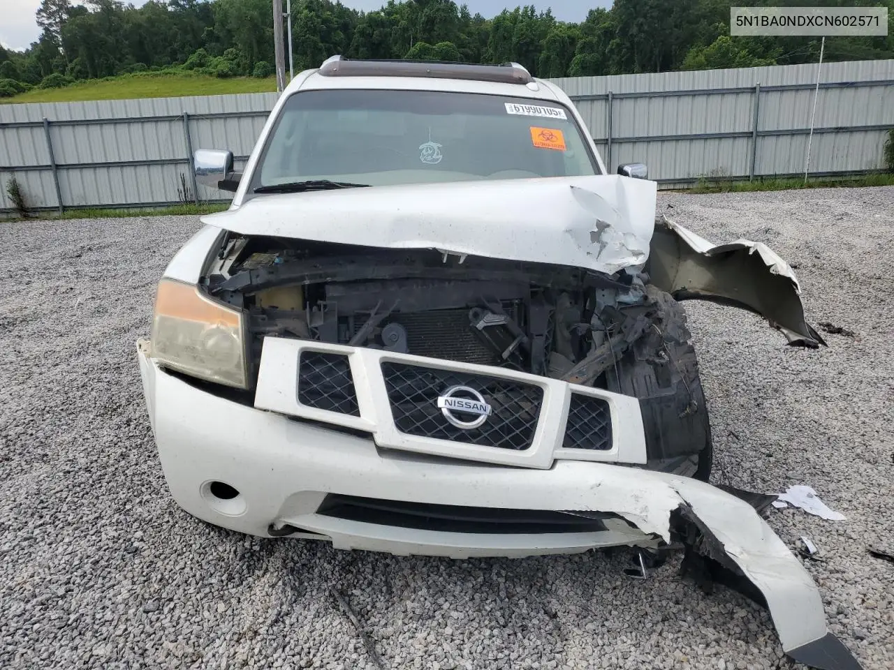 2012 Nissan Armada Sv VIN: 5N1BA0NDXCN602571 Lot: 61990105