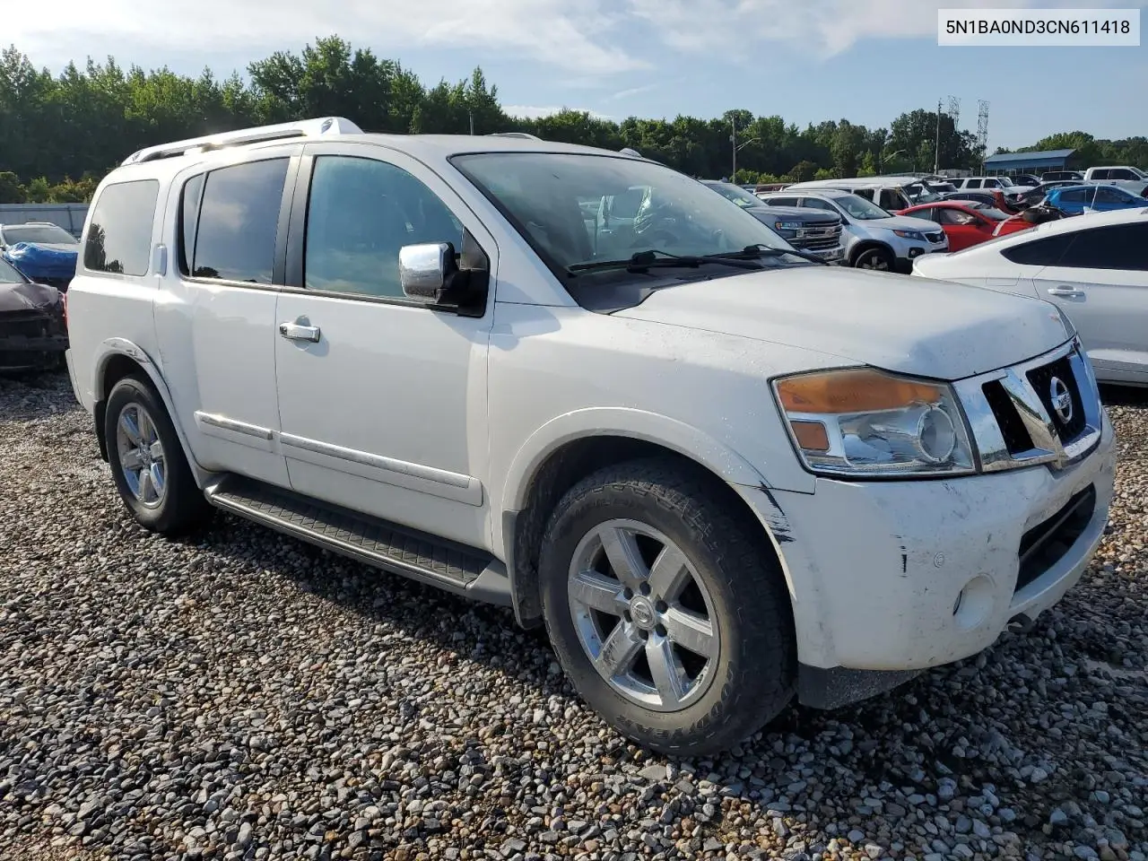 2012 Nissan Armada Sv VIN: 5N1BA0ND3CN611418 Lot: 62955395