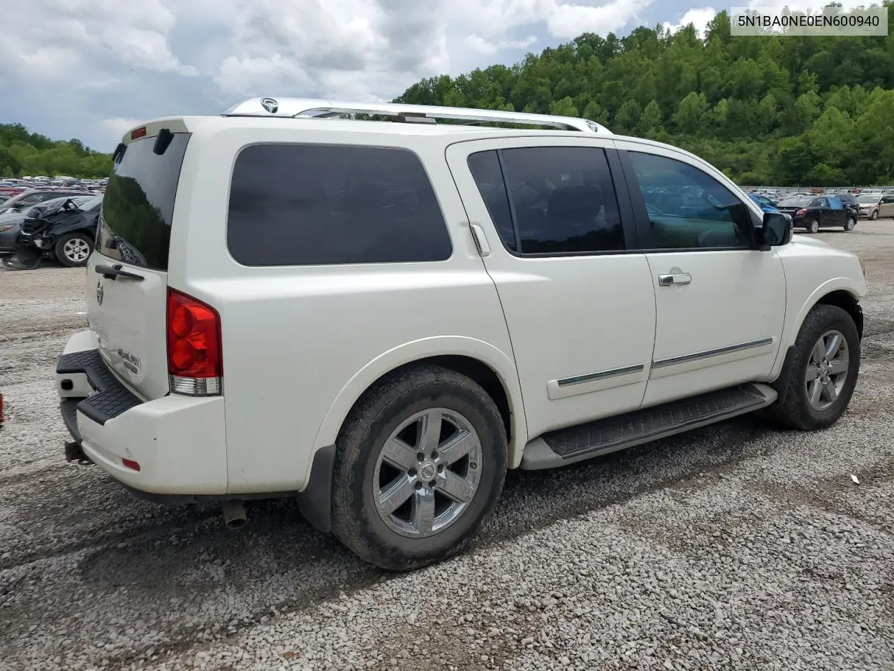 2014 Nissan Armada Platinum VIN: 5N1BA0NE0EN600940 Lot: 56737255