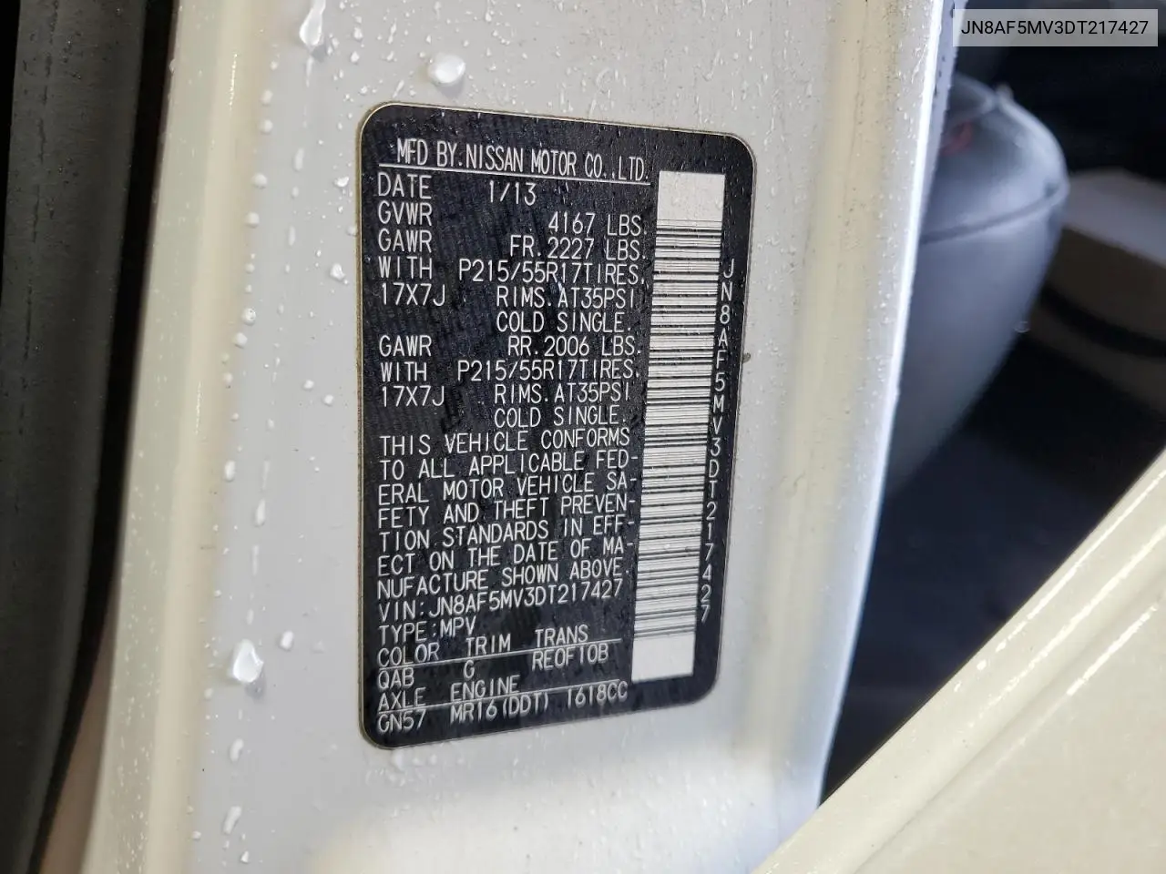 2013 Nissan Juke S VIN: JN8AF5MV3DT217427 Lot: 63124835