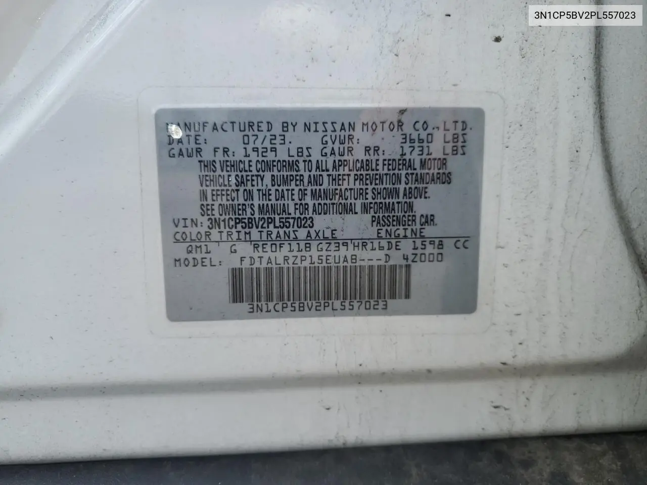 2023 Nissan Kicks S VIN: 3N1CP5BV2PL557023 Lot: 62894495