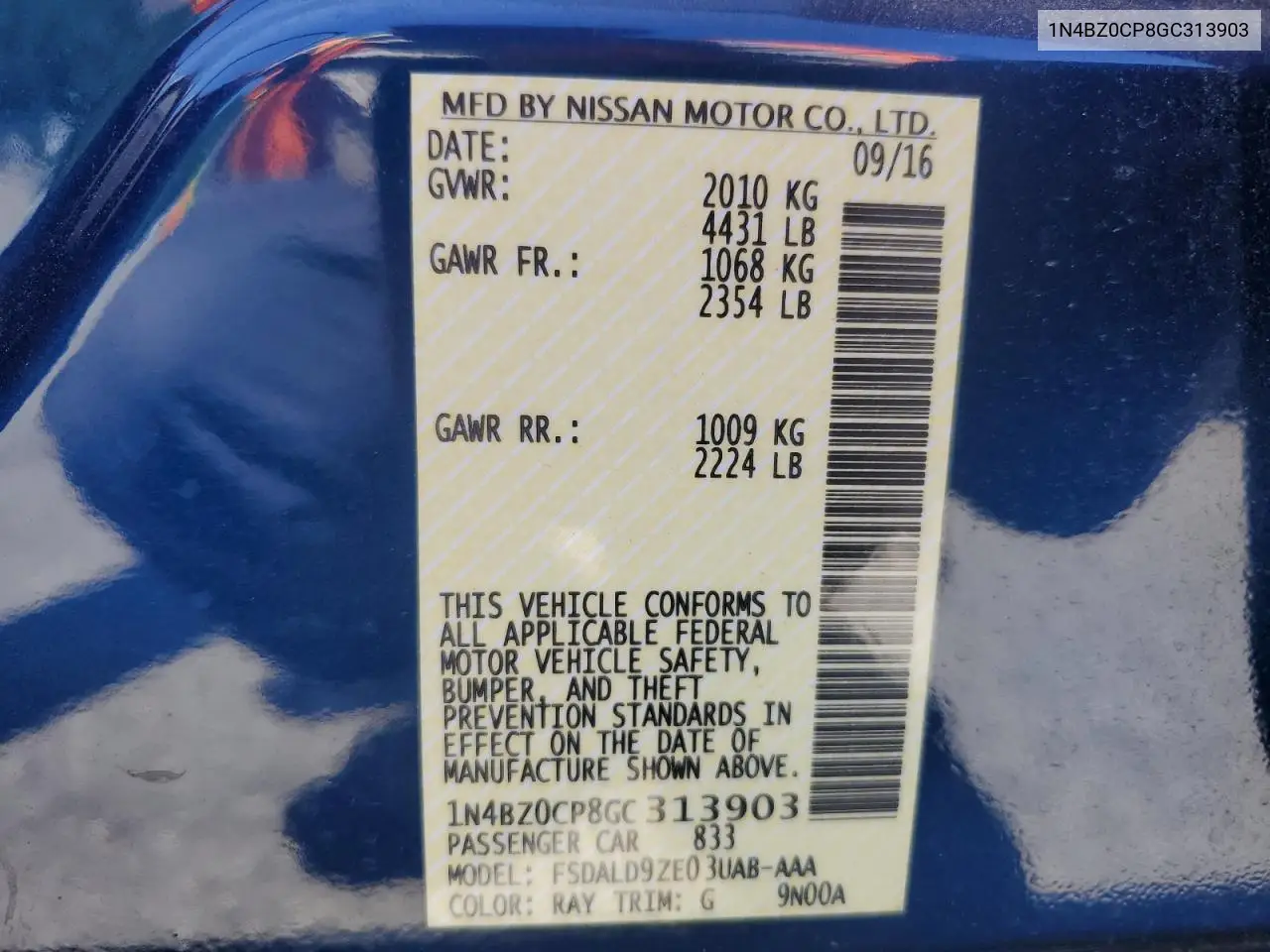 2016 Nissan Leaf Sv VIN: 1N4BZ0CP8GC313903 Lot: 62558645