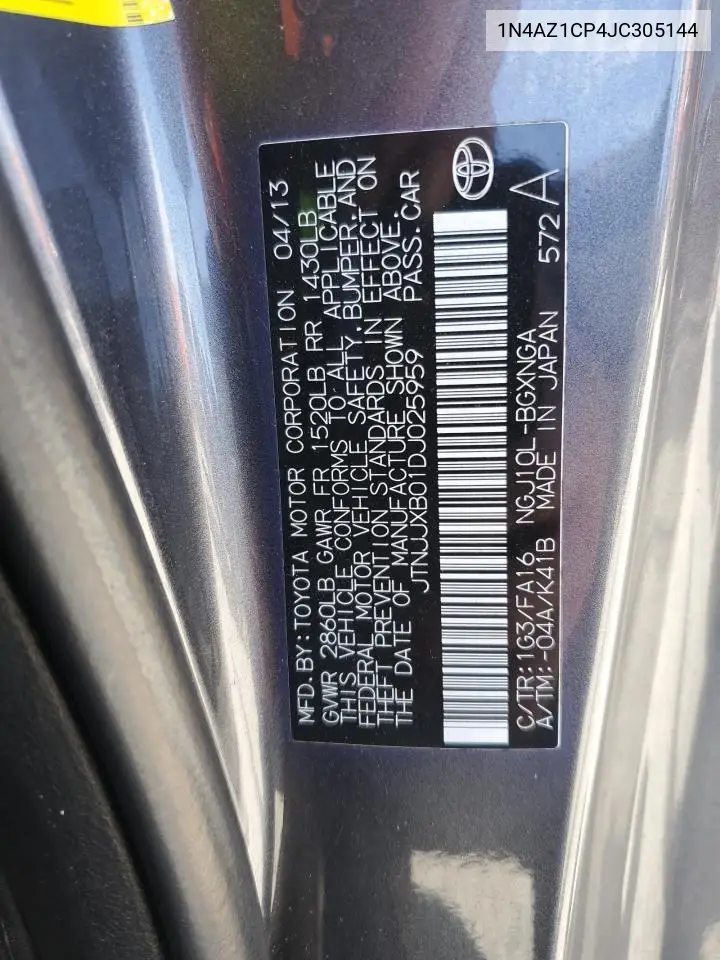 2018 Nissan Leaf S VIN: 1N4AZ1CP4JC305144 Lot: 63092295