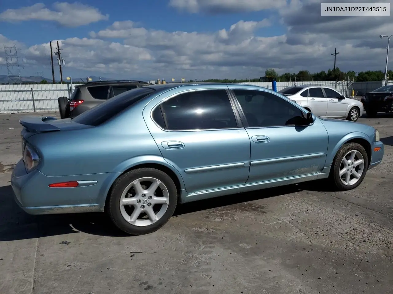 2002 Nissan Maxima Gle VIN: JN1DA31D22T443515 Lot: 61943215