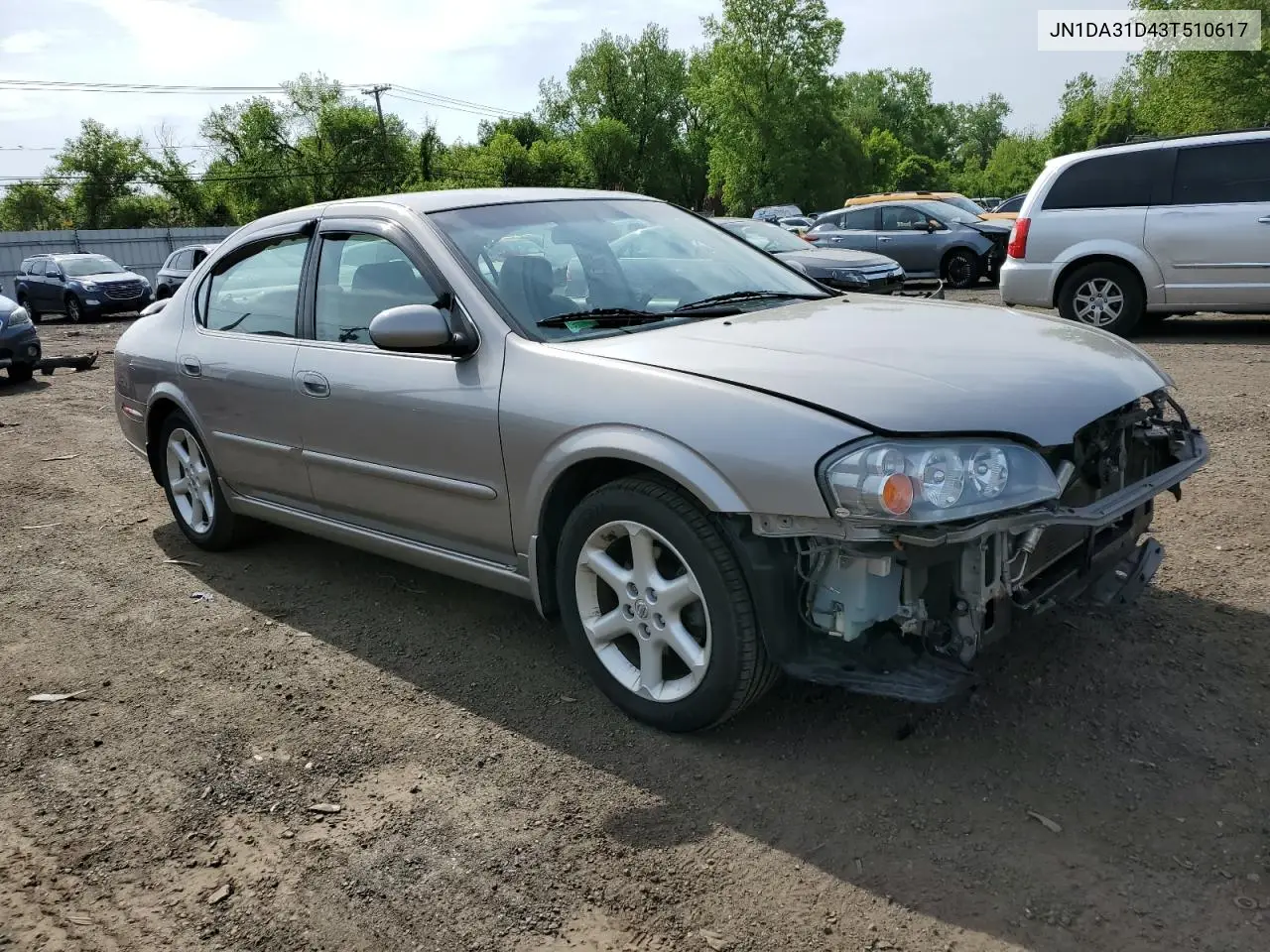 2003 Nissan Maxima Gle VIN: JN1DA31D43T510617 Lot: 56357185