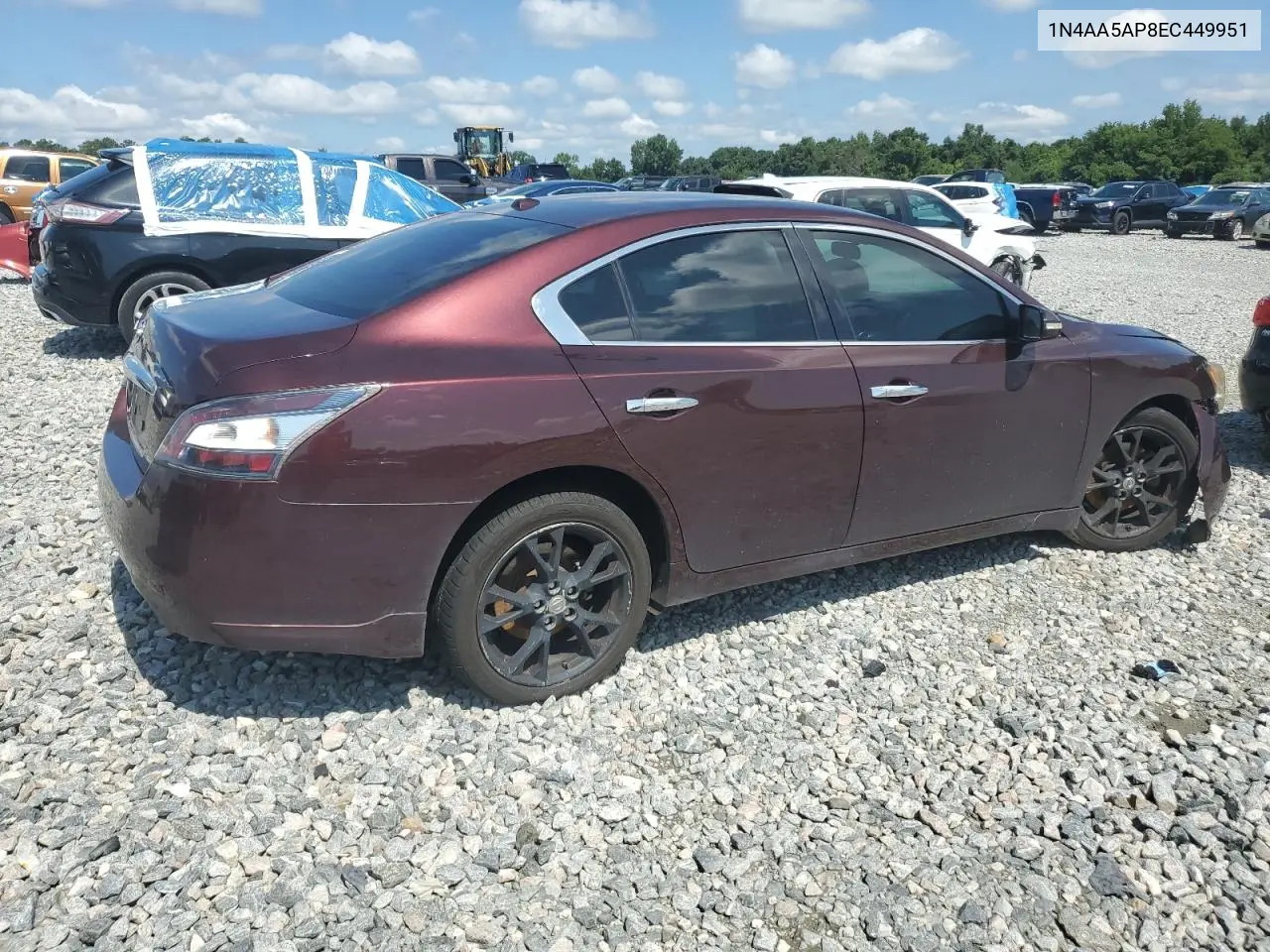 2014 Nissan Maxima S VIN: 1N4AA5AP8EC449951 Lot: 62562125