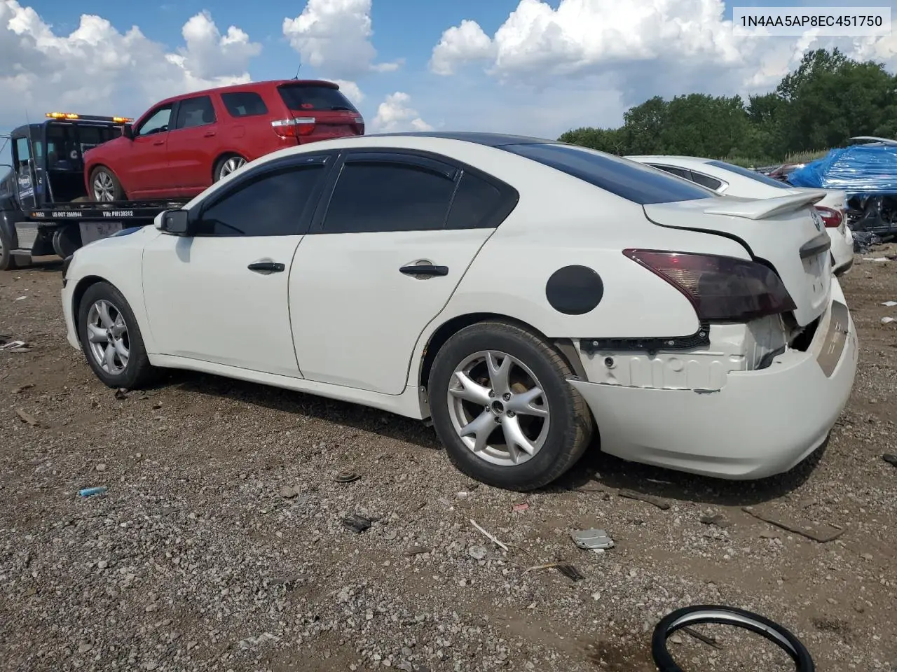 2014 Nissan Maxima S VIN: 1N4AA5AP8EC451750 Lot: 62700895
