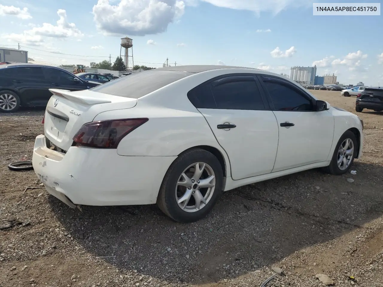 2014 Nissan Maxima S VIN: 1N4AA5AP8EC451750 Lot: 62700895