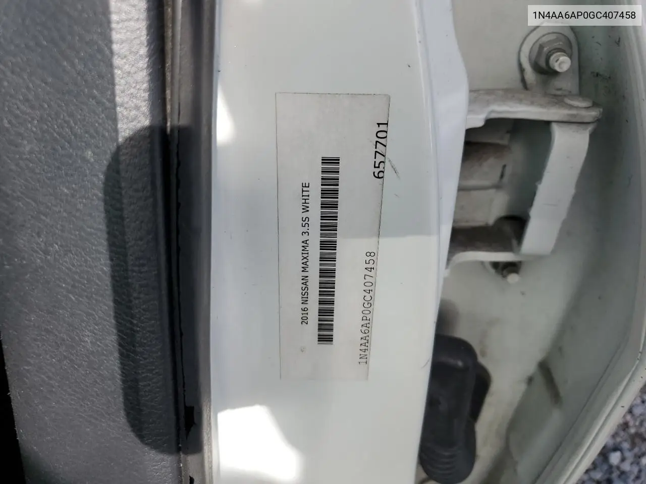 2016 Nissan Maxima 3.5S VIN: 1N4AA6AP0GC407458 Lot: 62397265