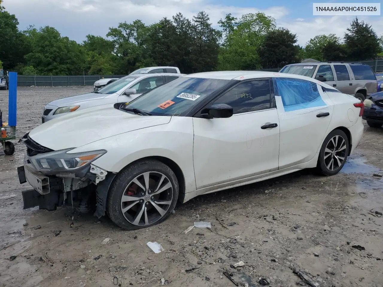 2017 Nissan Maxima 3.5S VIN: 1N4AA6AP0HC451526 Lot: 56852265