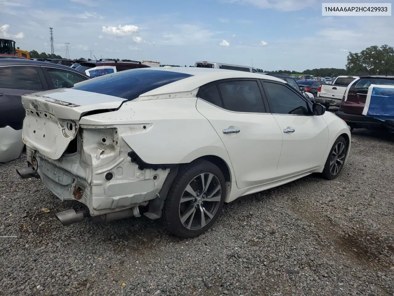2017 Nissan Maxima 3.5S VIN: 1N4AA6AP2HC429933 Lot: 62710485
