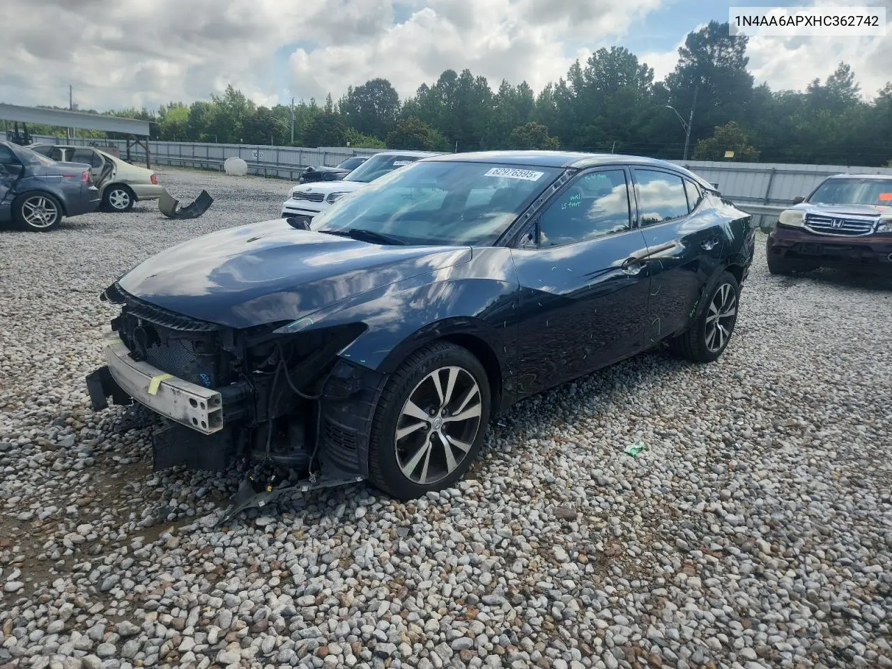 2017 Nissan Maxima 3.5S VIN: 1N4AA6APXHC362742 Lot: 62976595