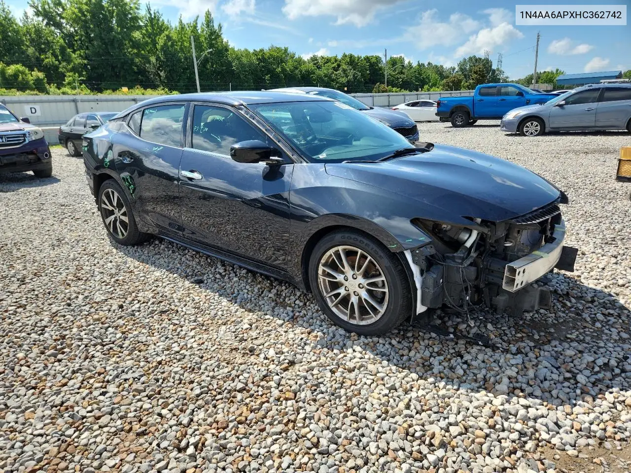 2017 Nissan Maxima 3.5S VIN: 1N4AA6APXHC362742 Lot: 62976595
