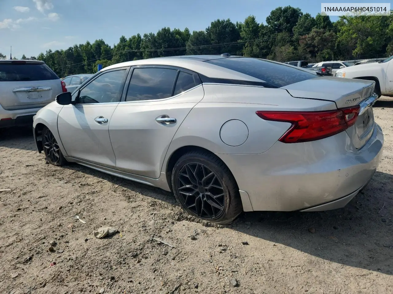 2017 Nissan Maxima 3.5S VIN: 1N4AA6AP6HC451014 Lot: 64180185