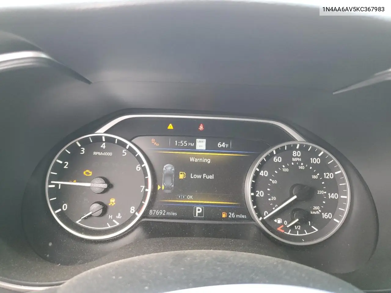 2019 Nissan Maxima S VIN: 1N4AA6AV5KC367983 Lot: 56866315
