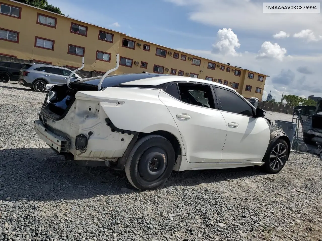 2019 Nissan Maxima S VIN: 1N4AA6AV0KC376994 Lot: 63013745