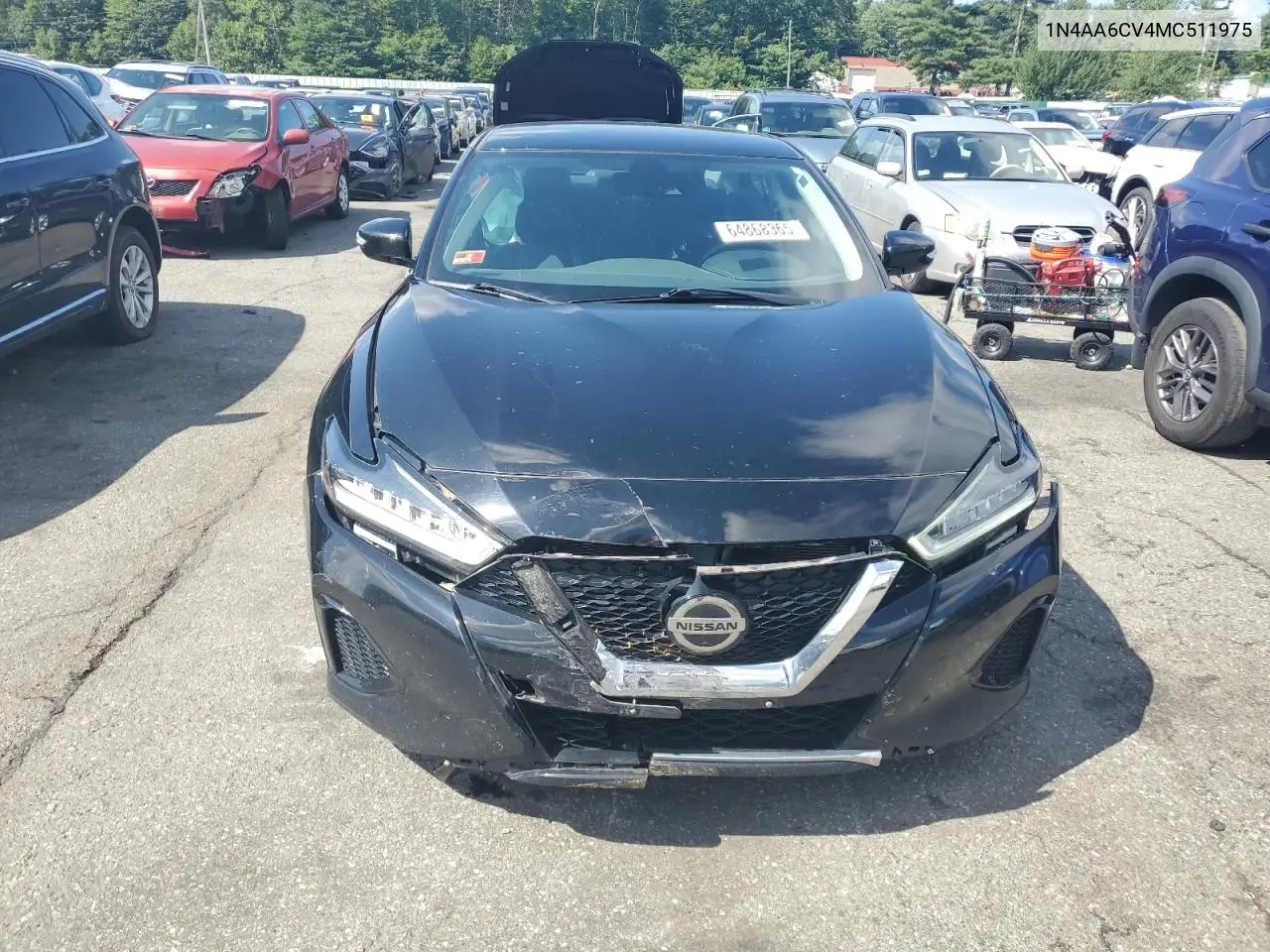 2021 Nissan Maxima Sv VIN: 1N4AA6CV4MC511975 Lot: 64868365