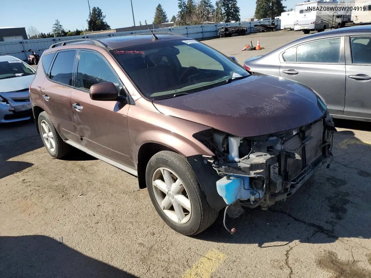 2003 Nissan Murano Sl VIN: JN8AZ08W03W204919 Lot: 47119515