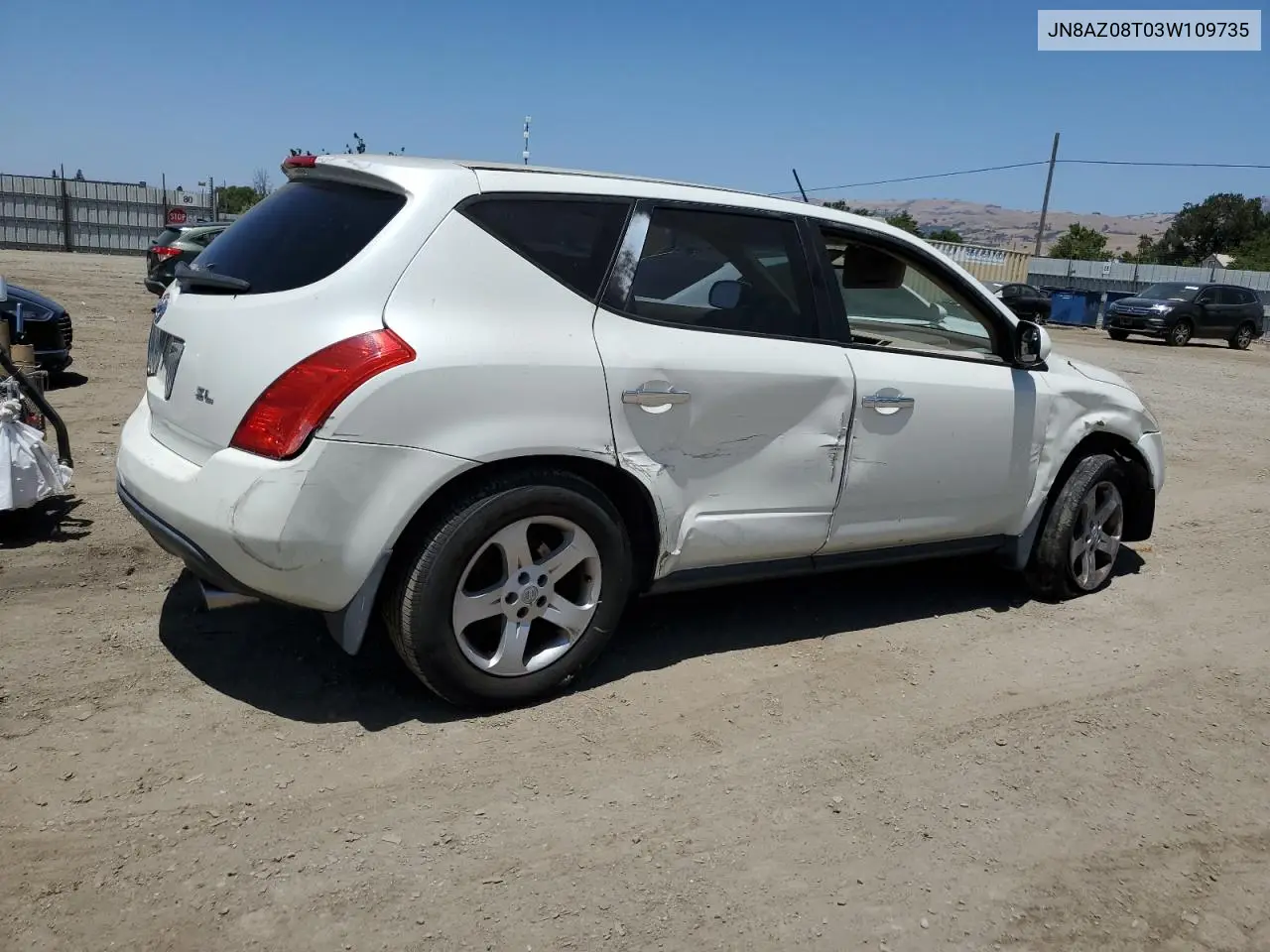 2003 Nissan Murano Sl VIN: JN8AZ08T03W109735 Lot: 59997425