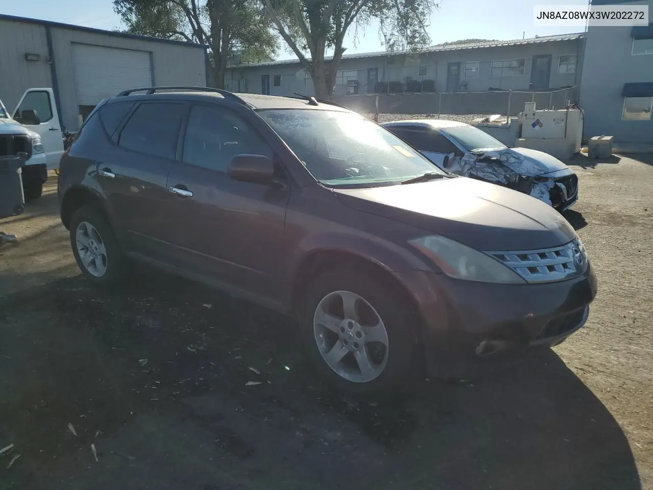 2003 Nissan Murano Sl VIN: JN8AZ08WX3W202272 Lot: 60321365
