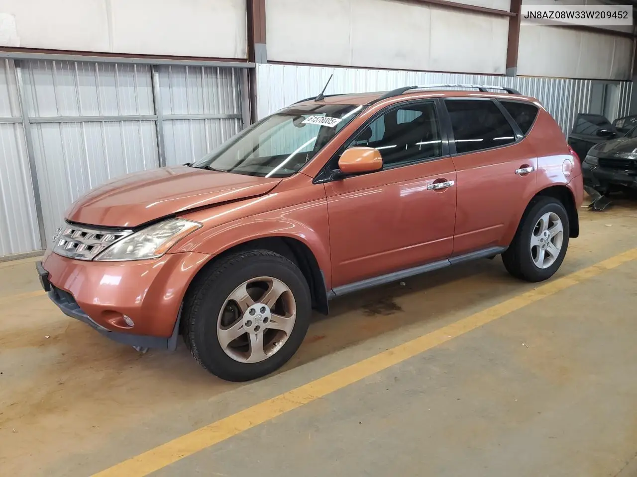 2003 Nissan Murano Sl VIN: JN8AZ08W33W209452 Lot: 61578005