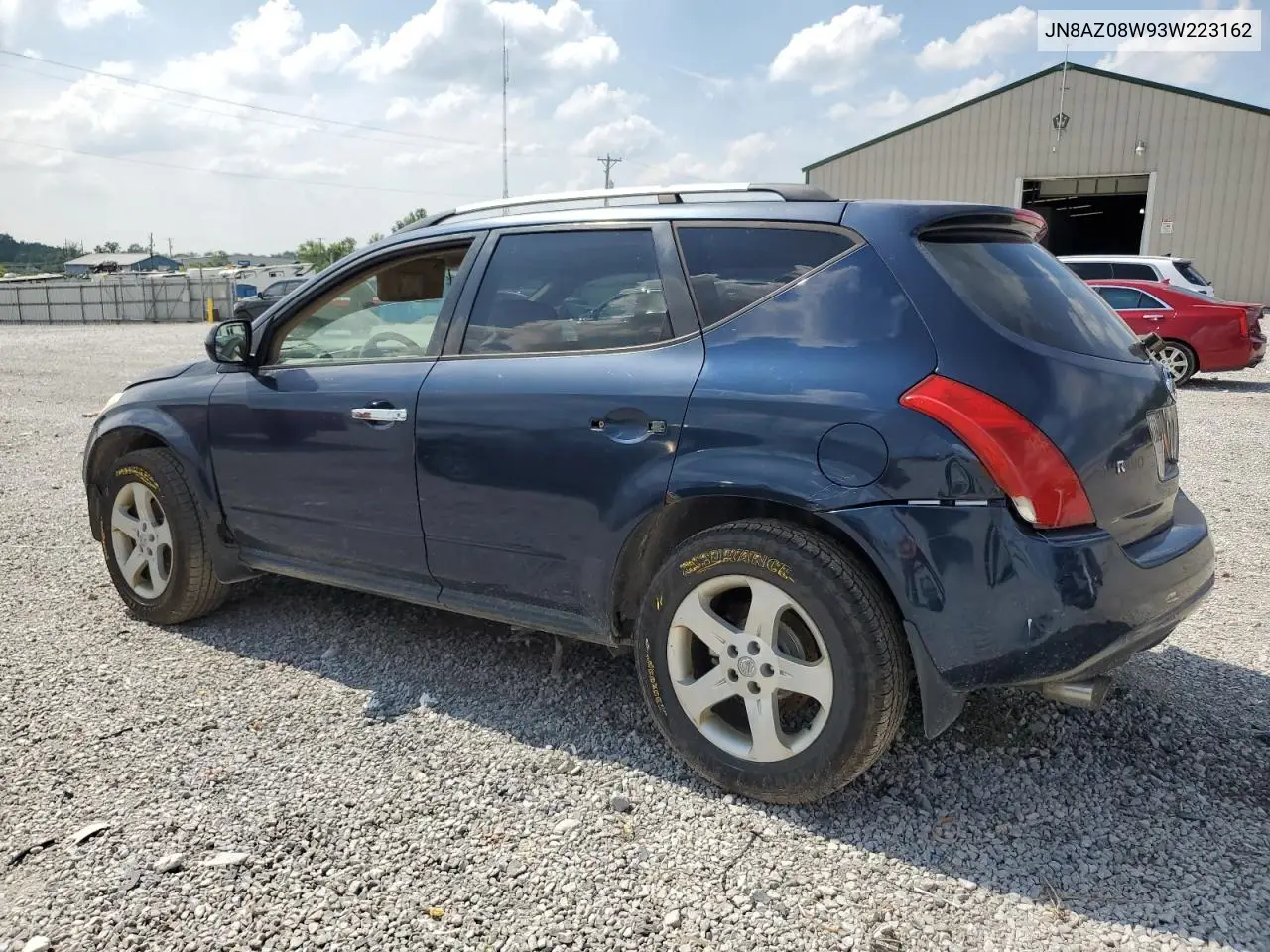2003 Nissan Murano Sl VIN: JN8AZ08W93W223162 Lot: 63744315