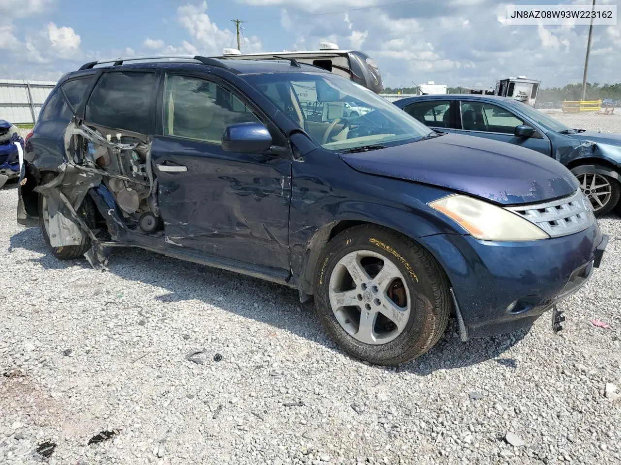 2003 Nissan Murano Sl VIN: JN8AZ08W93W223162 Lot: 63744315
