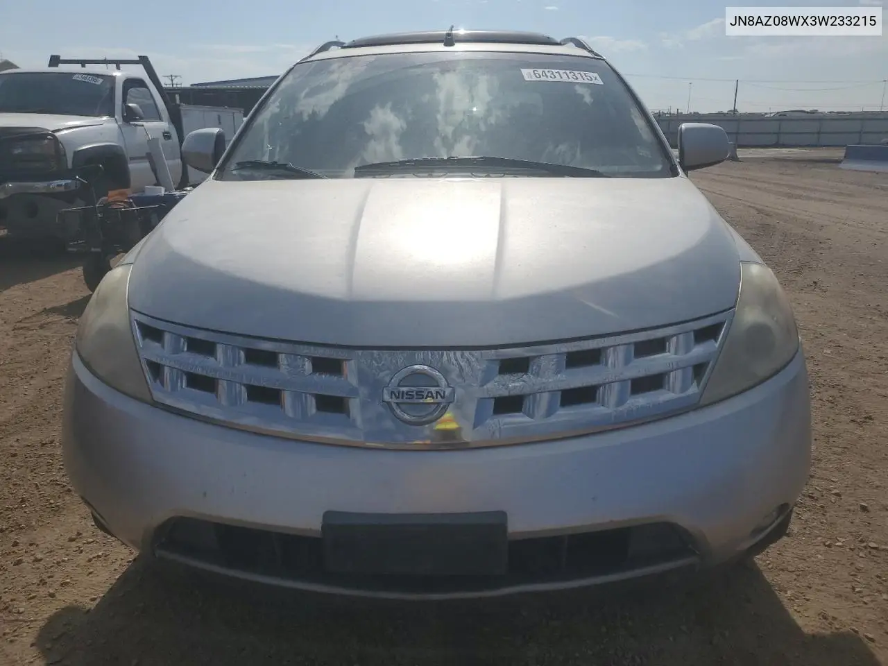 2003 Nissan Murano Sl VIN: JN8AZ08WX3W233215 Lot: 64311315