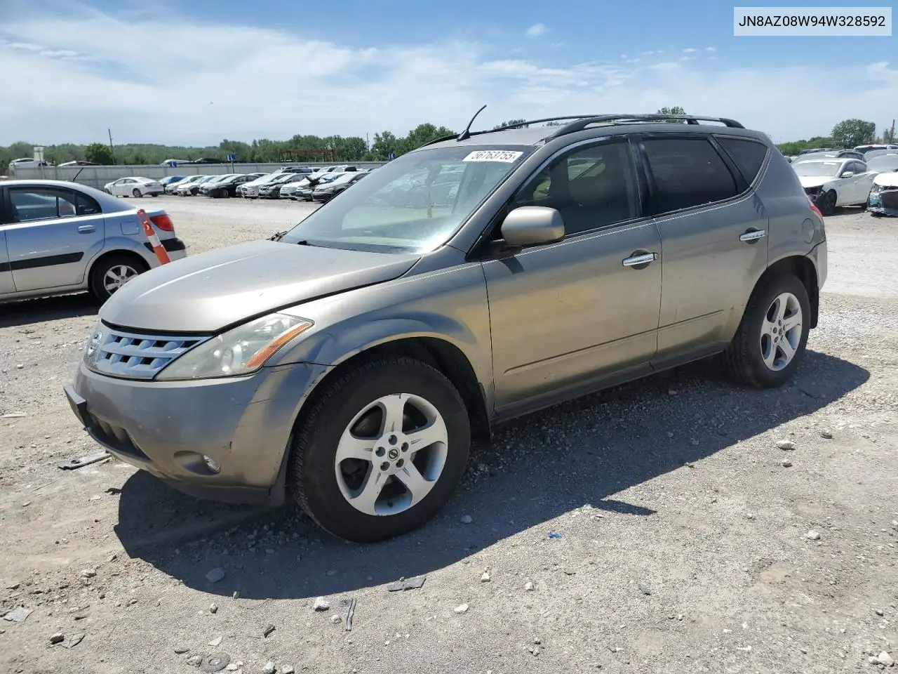 2004 Nissan Murano Sl VIN: JN8AZ08W94W328592 Lot: 56763755