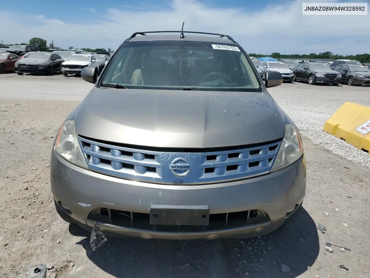 2004 Nissan Murano Sl VIN: JN8AZ08W94W328592 Lot: 56763755