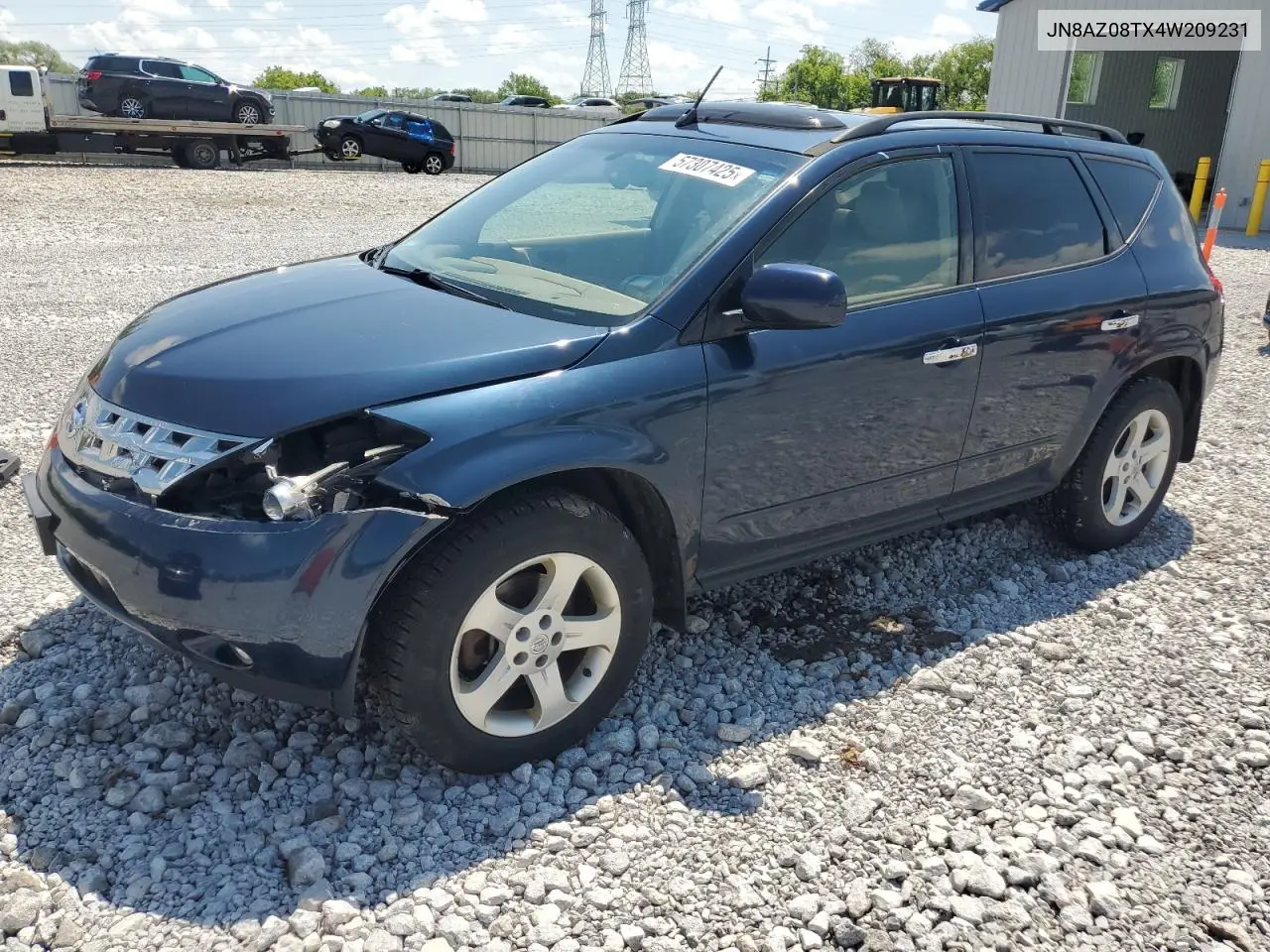 2004 Nissan Murano Sl VIN: JN8AZ08TX4W209231 Lot: 57307425