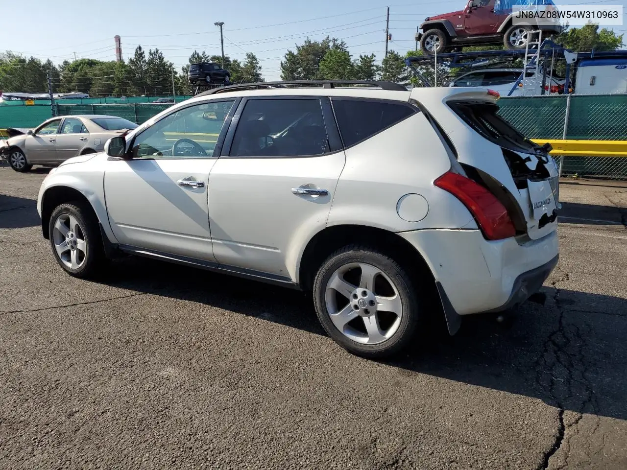 2004 Nissan Murano Sl VIN: JN8AZ08W54W310963 Lot: 61244055