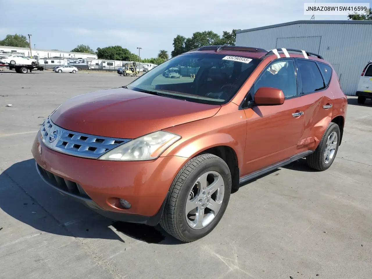 2005 Nissan Murano Sl VIN: JN8AZ08W15W416599 Lot: 55290555