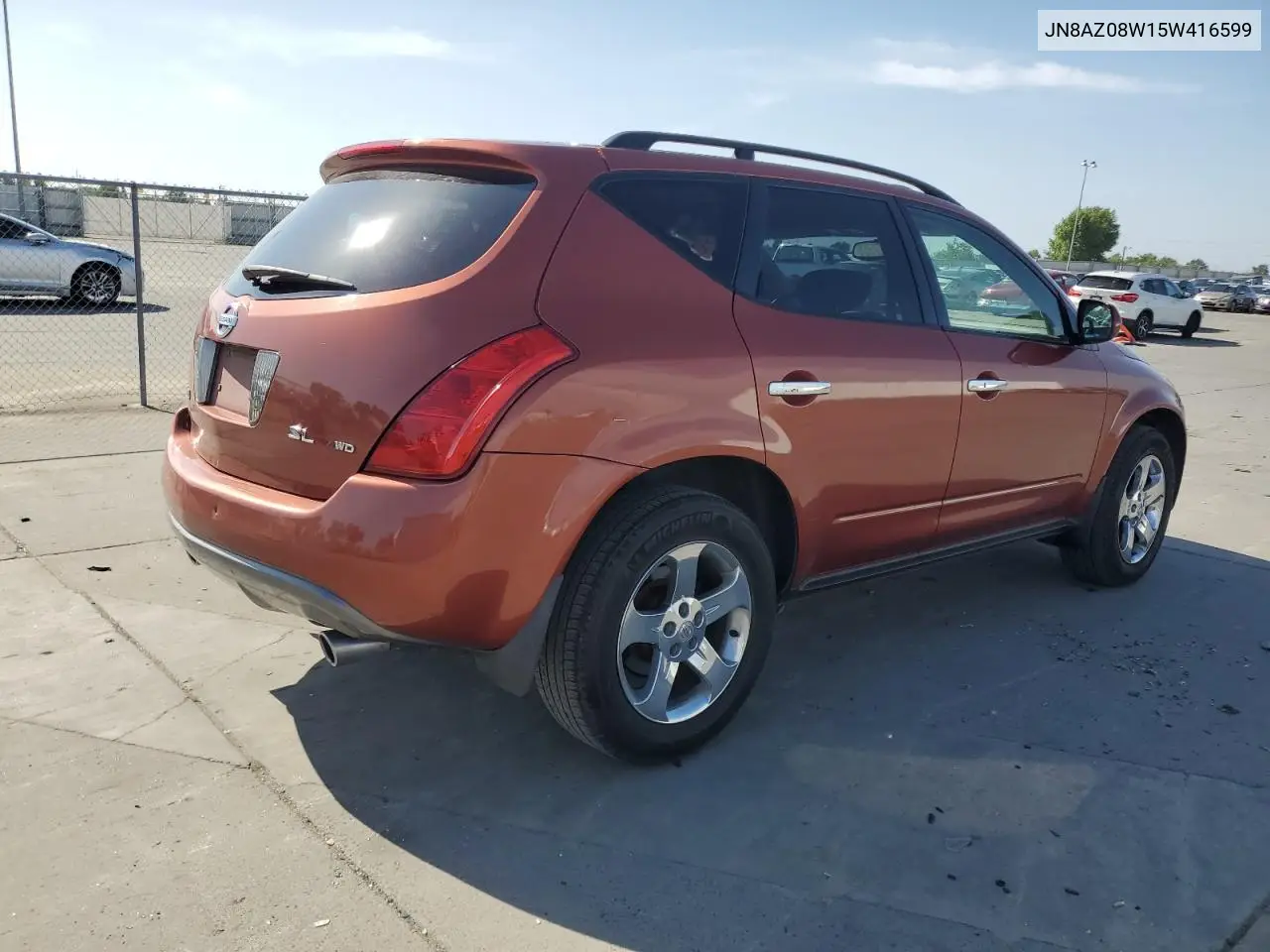 2005 Nissan Murano Sl VIN: JN8AZ08W15W416599 Lot: 55290555