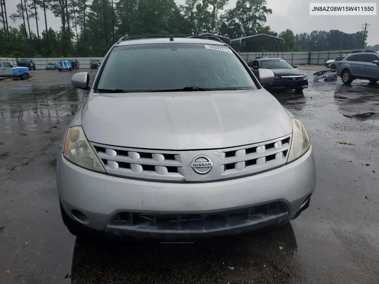 2005 Nissan Murano Sl VIN: JN8AZ08W15W411550 Lot: 56047875