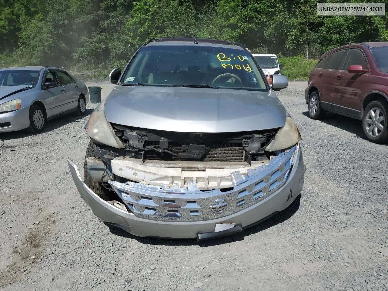 2005 Nissan Murano Sl VIN: JN8AZ08W25W444038 Lot: 61986295
