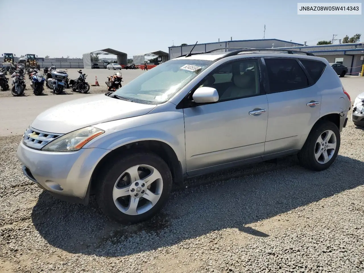2005 Nissan Murano Sl VIN: JN8AZ08W05W414343 Lot: 62405595