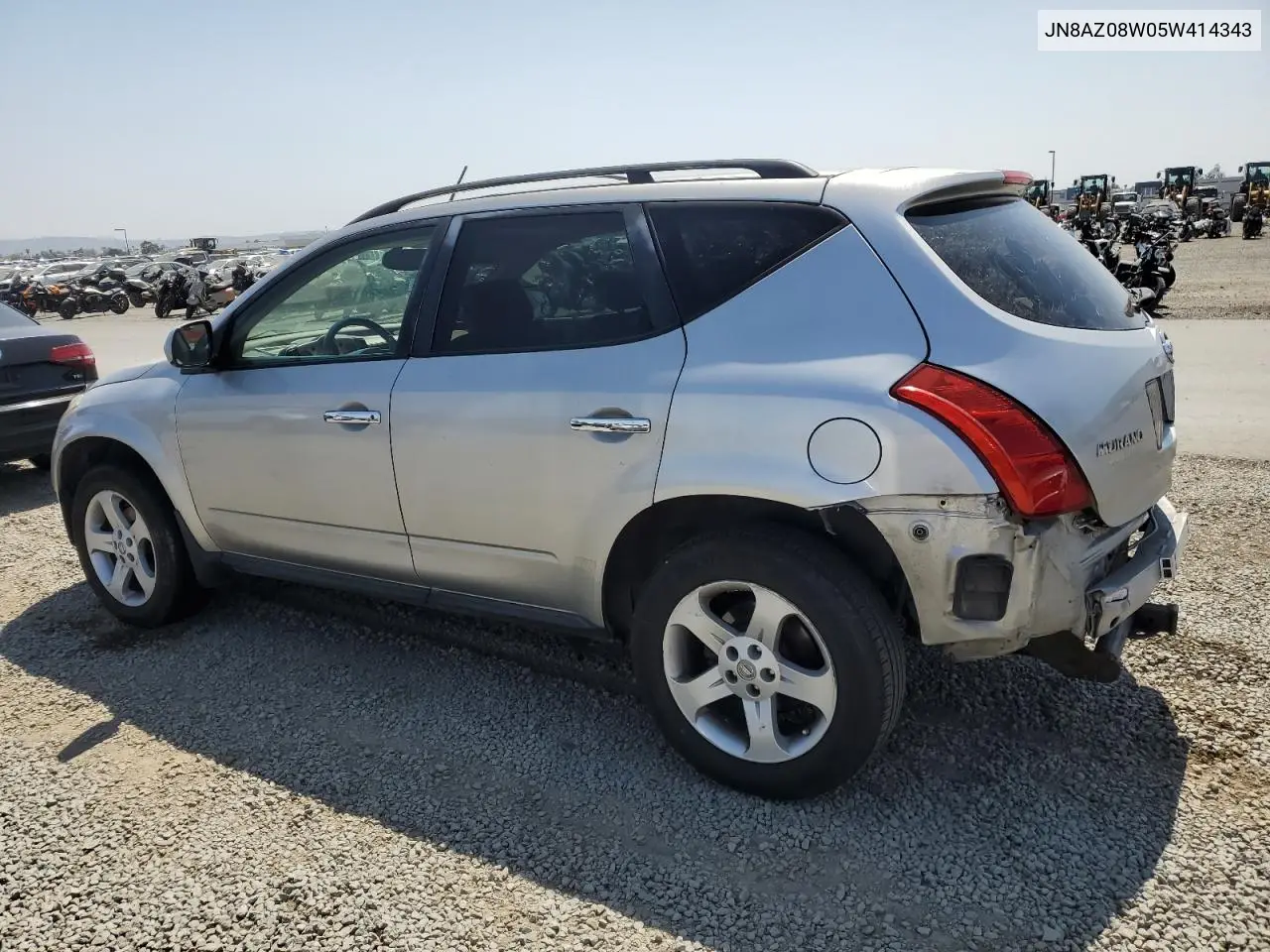 2005 Nissan Murano Sl VIN: JN8AZ08W05W414343 Lot: 62405595