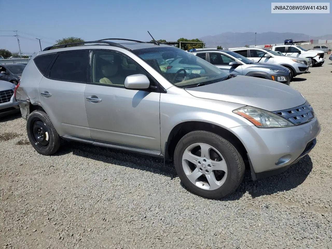 2005 Nissan Murano Sl VIN: JN8AZ08W05W414343 Lot: 62405595