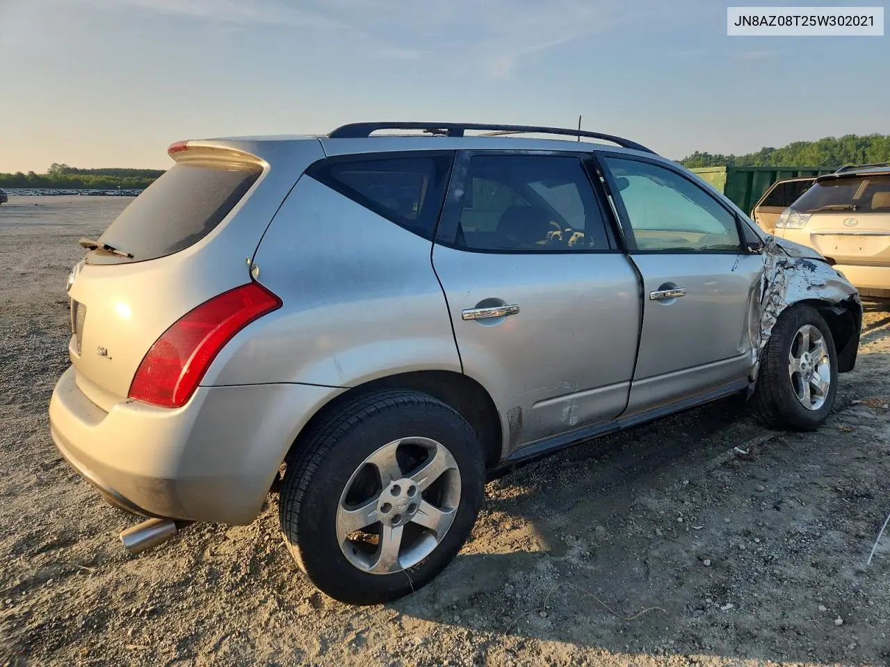 2005 Nissan Murano Sl VIN: JN8AZ08T25W302021 Lot: 63192395
