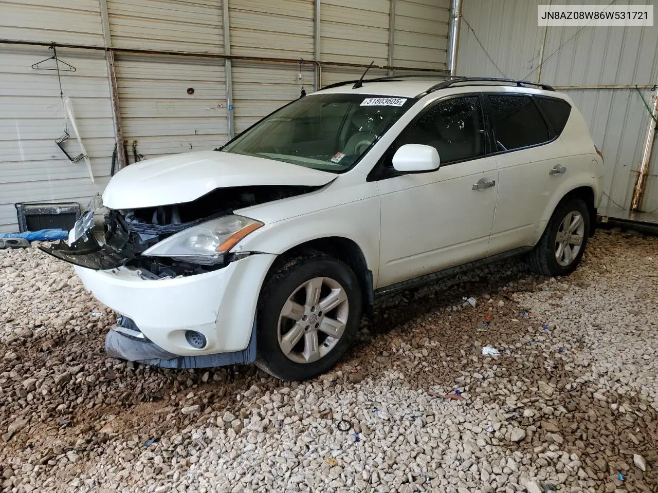 2006 Nissan Murano Sl VIN: JN8AZ08W86W531721 Lot: 51803605